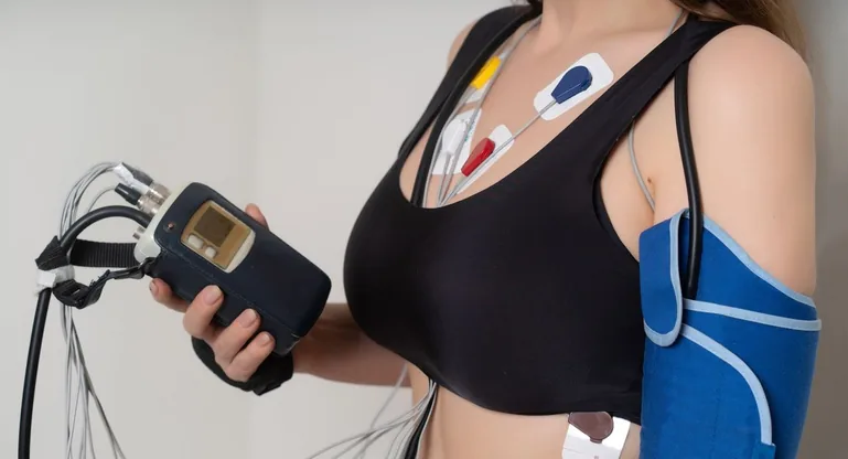 Paciente usando Holter 24 horas
